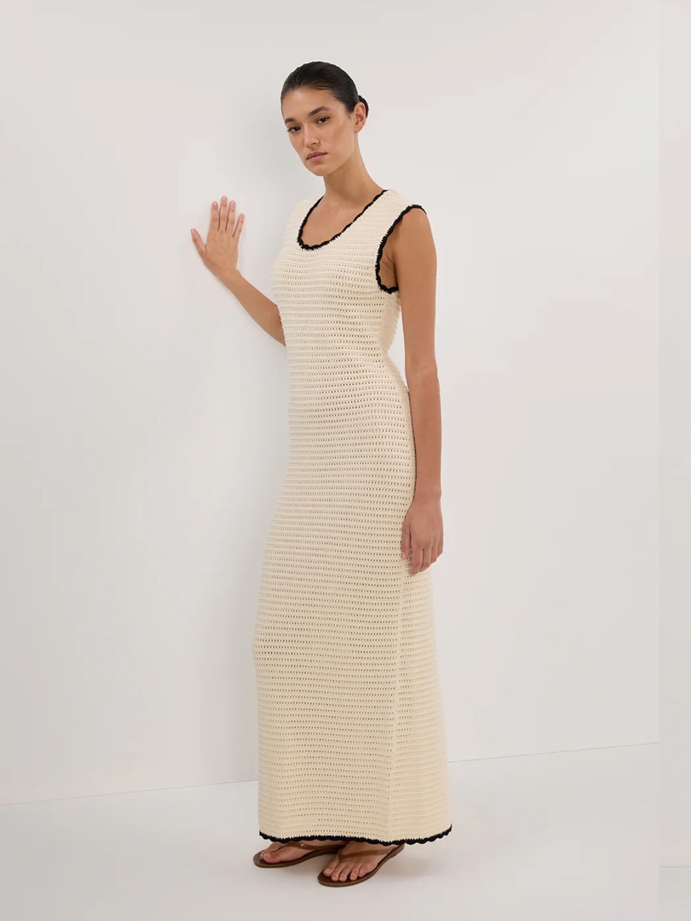 NWT • DISSH Gina Cream Scoop Crochet Midi Dress